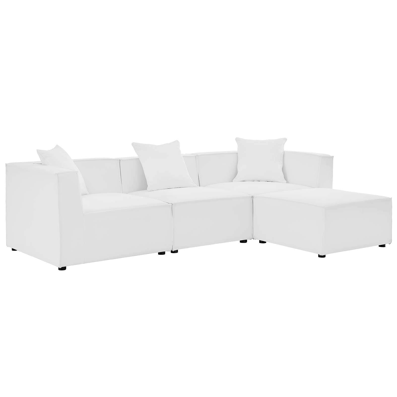 kitchen and dining room sets | CasaFoyer Outdoor Patio Saybrook Upholstered 4-Piece Sectional Sofa | Comfortable | Durable | Weather-Resistant | Elegant Design | Porch, Deck, Poolside, Patio | Includes Armless Chair, Ottoman, Corner Chairs | Supports up to 300 lbs | White | casafoyer.myshopify.com