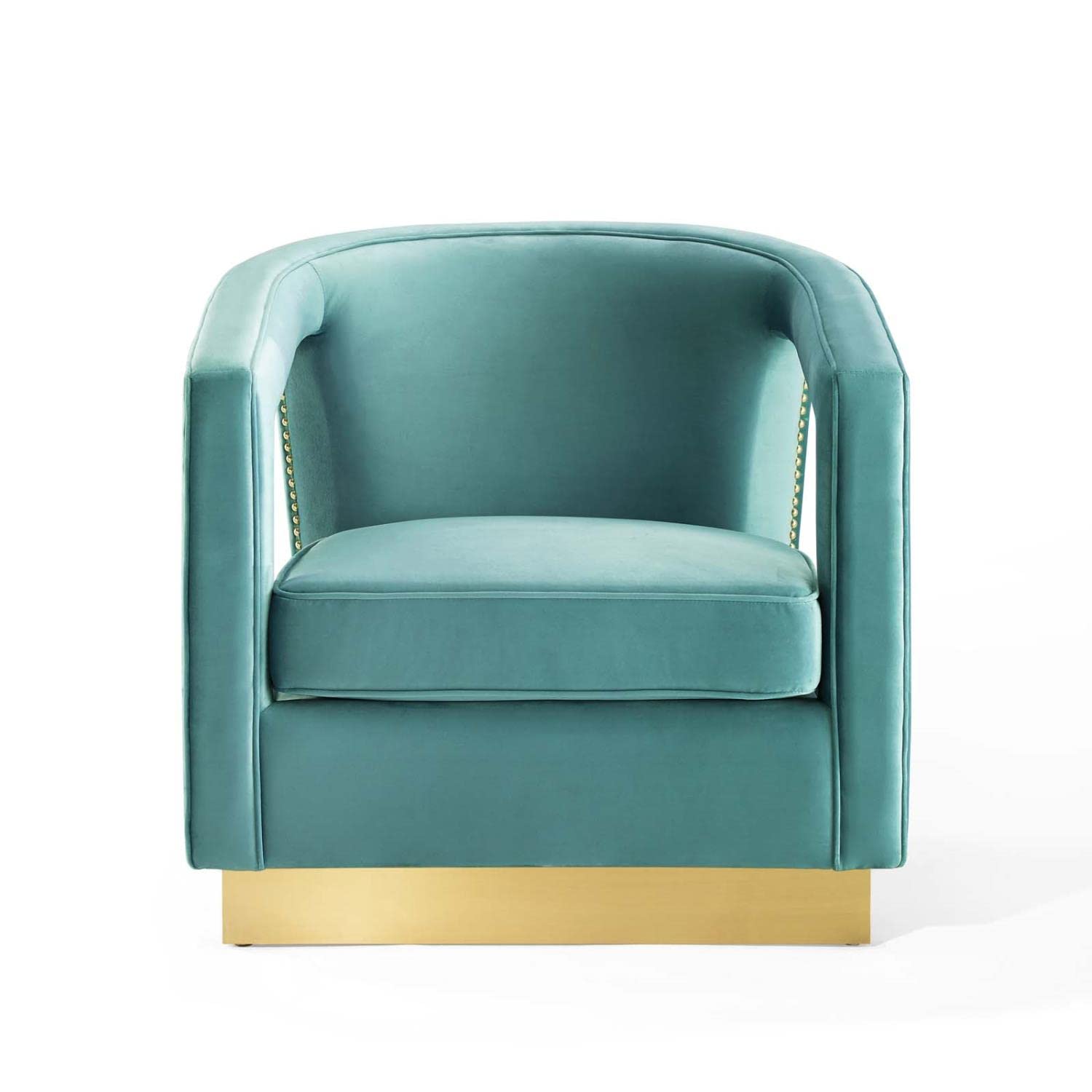 home office desk chairs | CasaFoyer Frolick Performance Velvet Accent Lounge Armchair | Stain-Resistant Upholstery | Gold Nailhead Trim | Matte Gold Stainless Steel Base | Perfect for Living Room, Lounge, Office, Bedroom | Weight Capacity 300 lbs. | casafoyer.myshopify.com