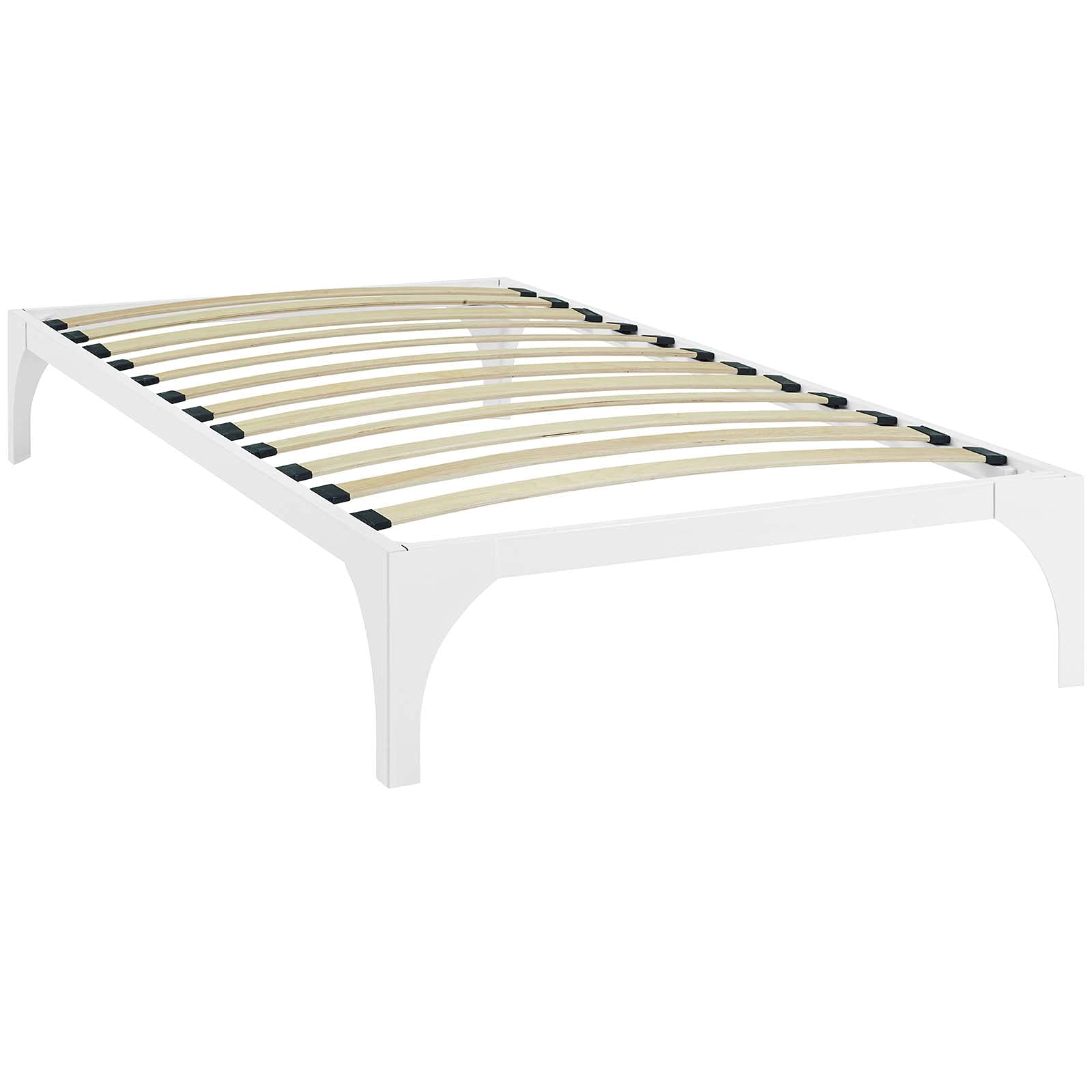 Bed | CasaFoyer Ollie Bed Frame | Slatted Wood Support | Steel Frame | Non-Marking Foot Pads | 1300 lbs Weight Capacity | Modern Design | Twin, White | casafoyer.myshopify.com