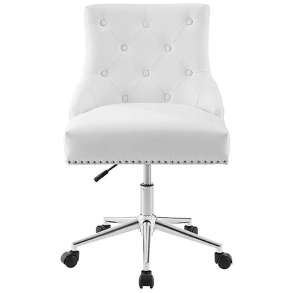 home office desk chairs | CasaFoyer Regent Button Tufted Faux Leather Swivel Office Chair | Timeless Charm & Sophisticated Allure | Metal Nailhead Trim | Padded Back & Seat | Polished Chrome Base | 360-Degree Swivel | Pneumatic Height Adjustment | 287 lbs Weight Capacity | White | casafoyer.myshopify.com