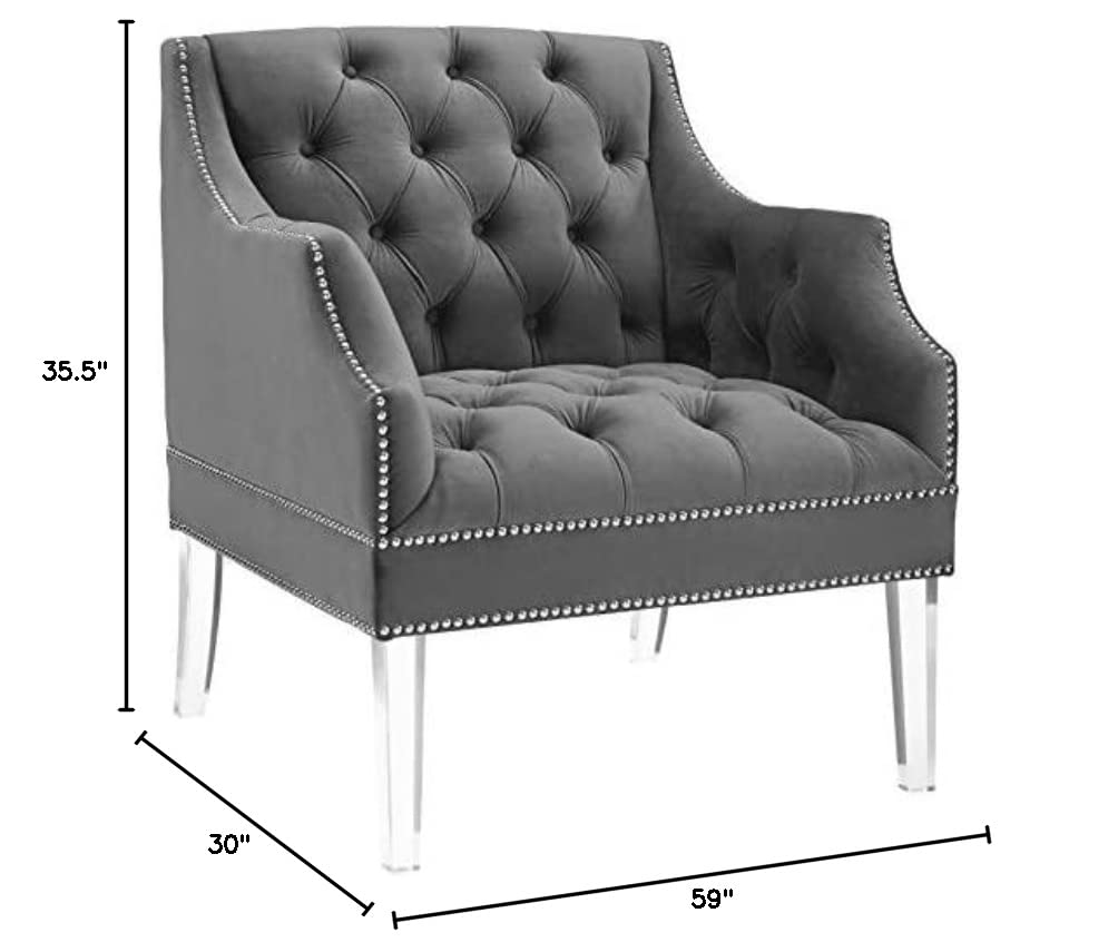 home office desk chairs | CasaFoyer Proverbial Accent Armchair Set of 2 | Luxurious Performance Velvet Upholstery | Nailhead Trim | Acrylic Legs | Gray | casafoyer.myshopify.com