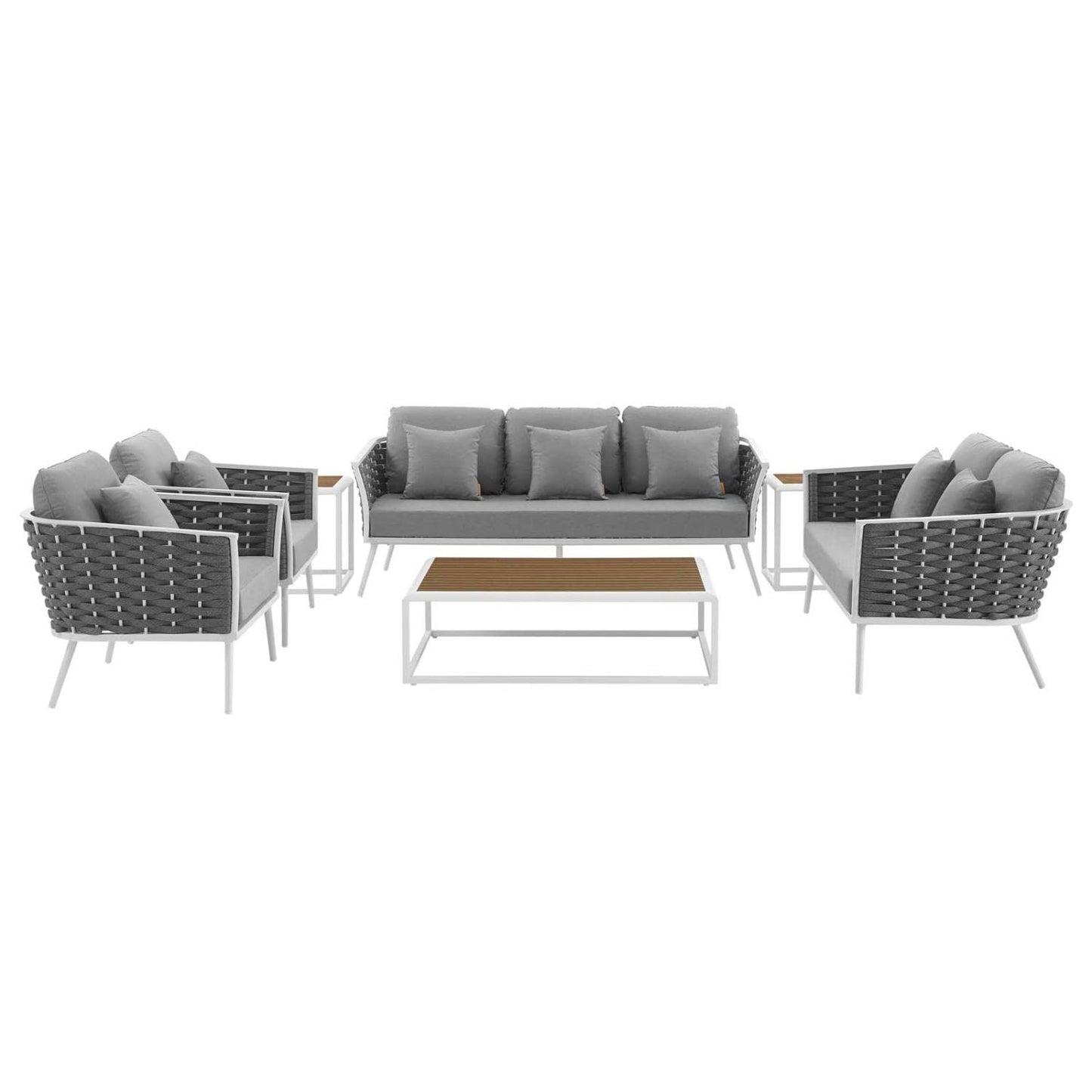 kitchen and dining room sets | CasaFoyer Stance Outdoor Collection | Contemporary Design Patio Set | Aluminum Frame | Synthetic Wood Tabletops | Waterproof Cushions | casafoyer.myshopify.com