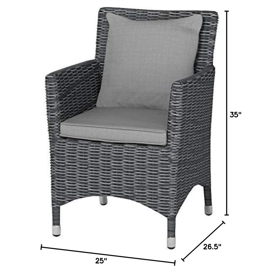Patio Furniture Sets | Summon Outdoor Patio Dining Arm Chair | Two-Tone Rattan | Sunbrella Cushions | Aluminum Frame | Ultimate Outdoor Comfort | Perfect for Patio, Backyard, Poolside | casafoyer.myshopify.com