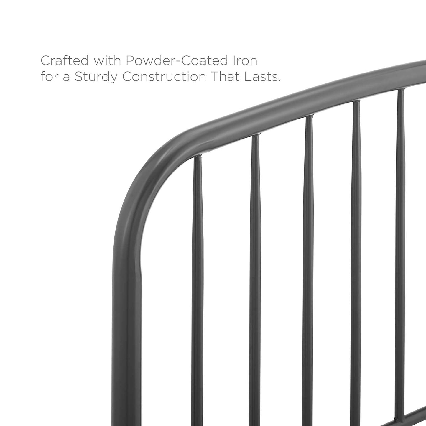 headboards | CasaFoyer Nova Metal King Headboard | Sleek Modern Design | Arching Shape & Stylish Spindles | Durable Powder-Coated Iron | Adjustable Height | Contemporary Rustic Charm | Gray | casafoyer.myshopify.com