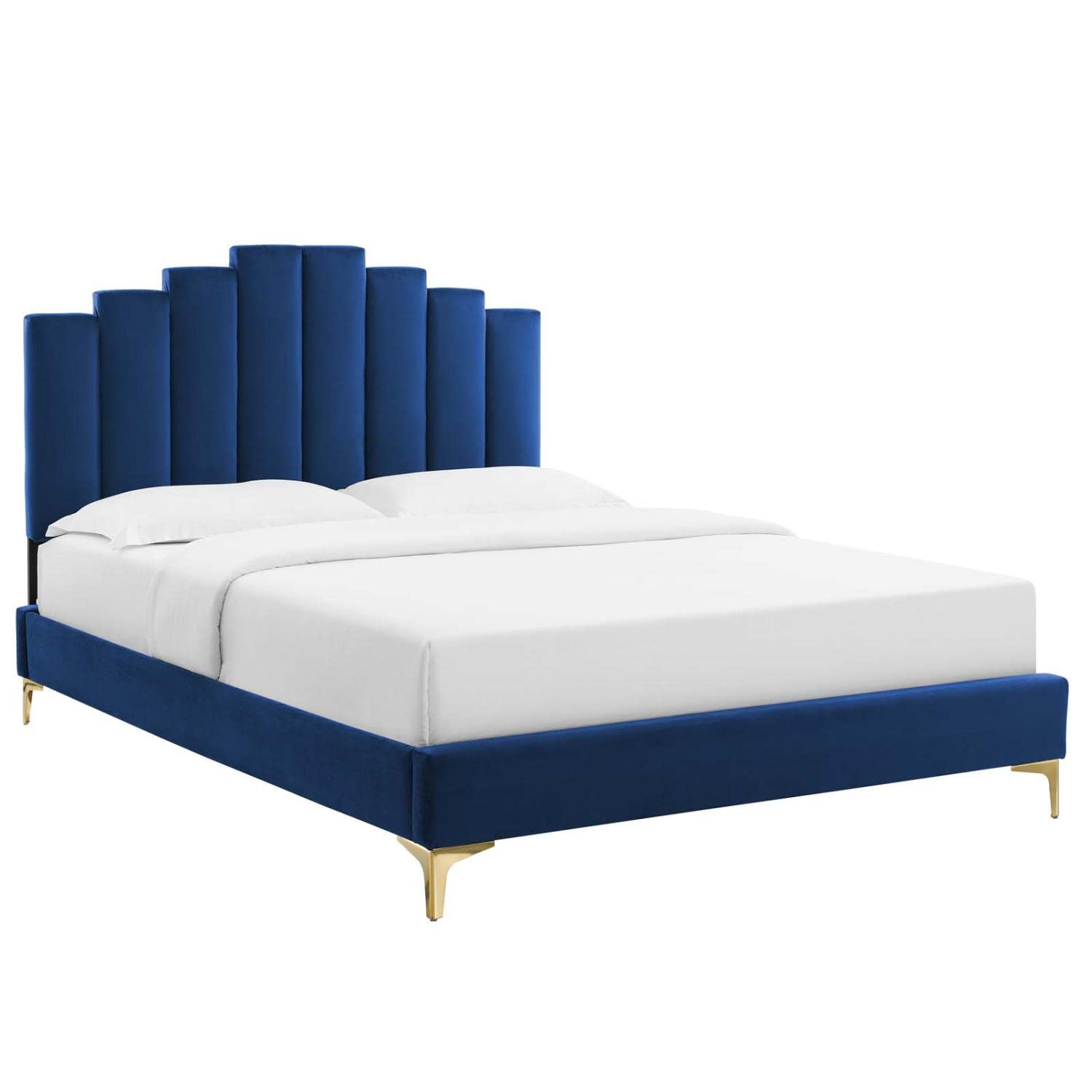 adjustable bed bases | CasaFoyer Elise Performance Velvet King Platform Bed | Glamorous Deco Style | Stain-Resistant Velvet | Gold Metal Legs | Supports 800 lbs | Includes Headboard & Bed Frame | casafoyer.myshopify.com