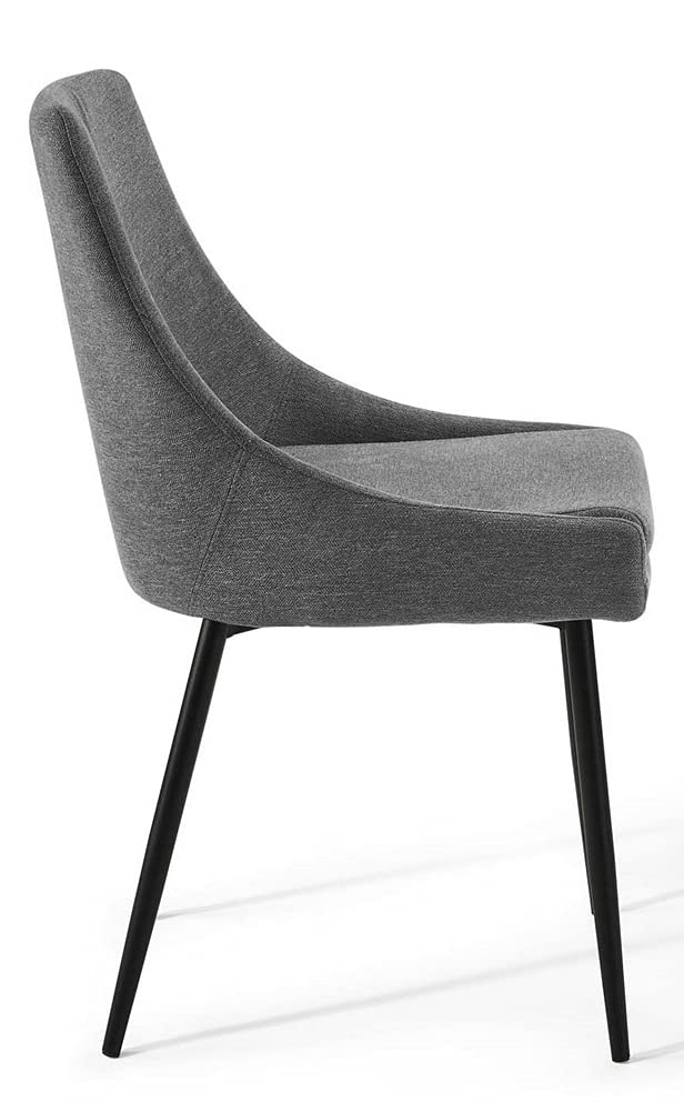 home office desk chairs | CasaFoyer Viscount Fabric Upholstered Dining Chair | Elegant Design | Soft Polyester Upholstery | Stable Matte Black Legs | Set of 2 | casafoyer.myshopify.com