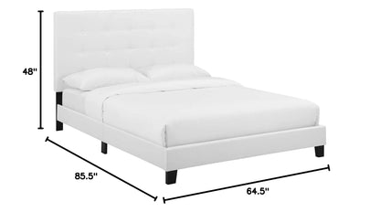 Bed | CasaFoyer Melanie Queen Platform Bed | Chic Elegance | Button Tufted | Wood Slat Support | White Upholstery | Sturdy Frame | 800 lbs Weight Capacity | casafoyer.myshopify.com