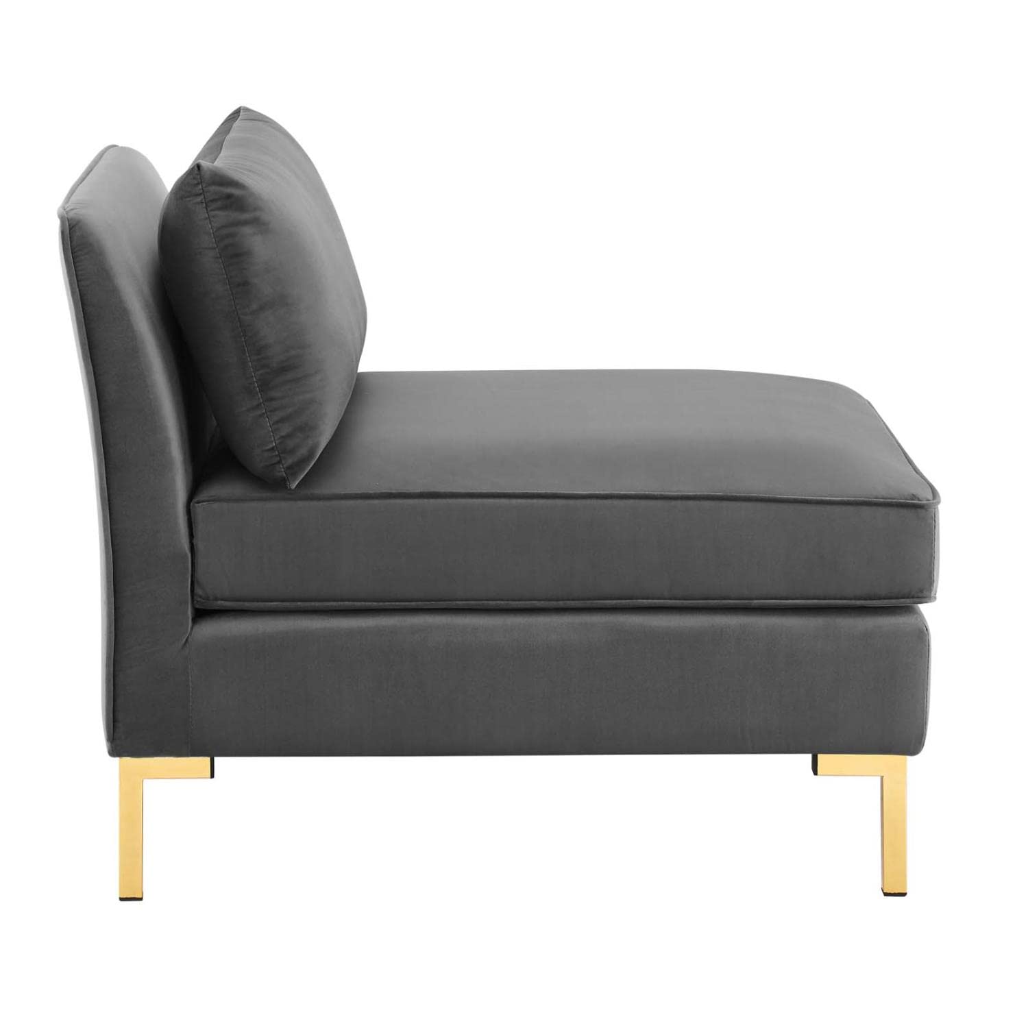 home office desk chairs | CasaFoyer Ardent Performance Velvet Armless Chair | Vintage Modern Glam Deco Style | French Piping | Stain-Resistant | Customizable Sectional Sofa | Gold Metal Legs | 440 lbs Weight Capacity | Gray | casafoyer.myshopify.com