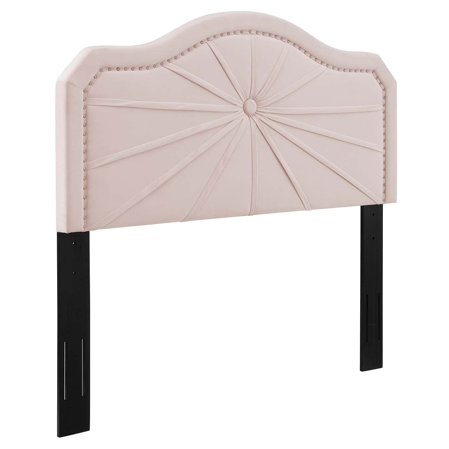 headboards | CasaFoyer Kristin Performance Velvet King/California King Headboard | Vintage Modern Glamour | Nailhead Trim | Pleated Design | Pink | casafoyer.myshopify.com