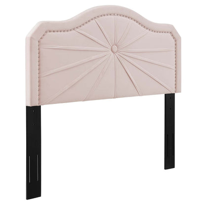 headboards | CasaFoyer Kristin Performance Velvet King/California King Headboard | Vintage Modern Glamour | Nailhead Trim | Pleated Design | Pink | casafoyer.myshopify.com