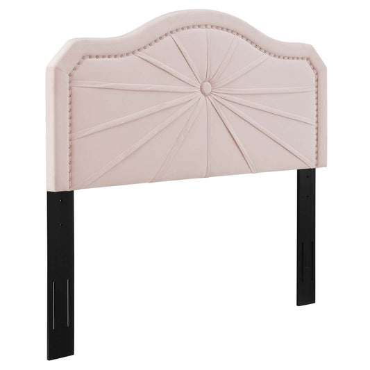 headboards | CasaFoyer Kristin Performance Velvet King/California King Headboard | Vintage Modern Glamour | Nailhead Trim | Pleated Design | Pink | casafoyer.myshopify.com
