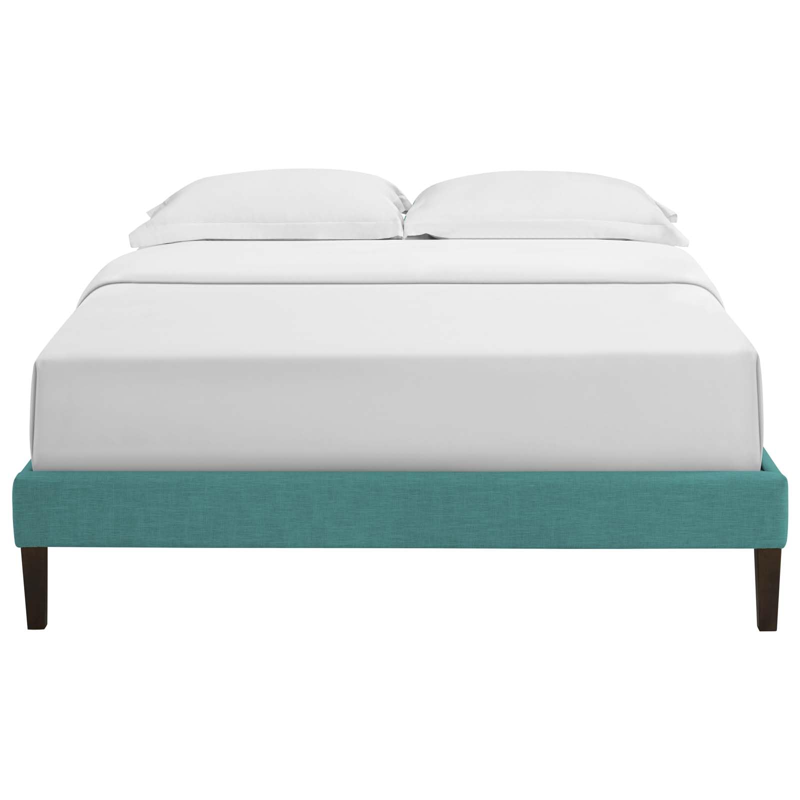 Bed | CasaFoyer  Tessie Platform Bed | Solid Wood Frame | Polyester Upholstery | Tapered Legs | No Box Spring Needed | Queen Size | Teal | casafoyer.myshopify.com