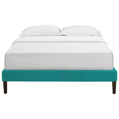 Bed | CasaFoyer  Tessie Platform Bed | Solid Wood Frame | Polyester Upholstery | Tapered Legs | No Box Spring Needed | Queen Size | Teal | casafoyer.myshopify.com