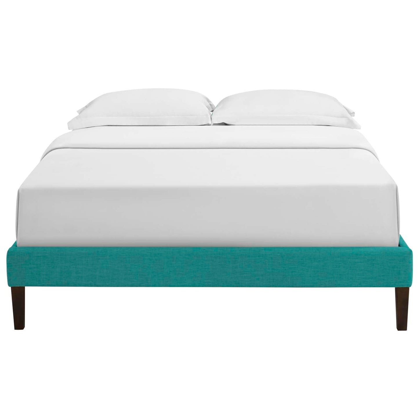 Bed | CasaFoyer  Tessie Platform Bed | Solid Wood Frame | Polyester Upholstery | Tapered Legs | Teal | No Box Spring Needed | Fits Memory Foam Mattresses | Ideal for Modern Bedrooms | Full Size | casafoyer.myshopify.com