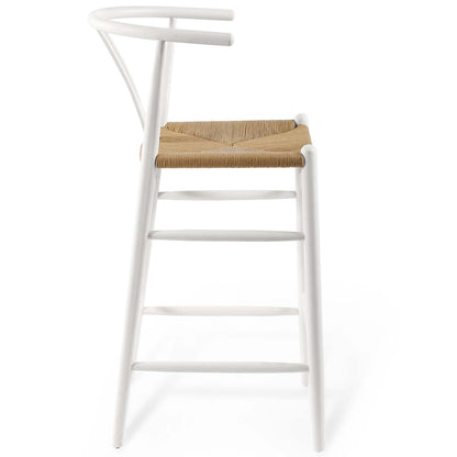 barstools | CasaFoyer Amish Wooden Bar Stool | Rustic Design | Elm Wood Construction | Woven Paper Rope Seat | Fully Assembled | Ideal for Bistros, Bars, Cafes | 331 lbs Weight Capacity | casafoyer.myshopify.com