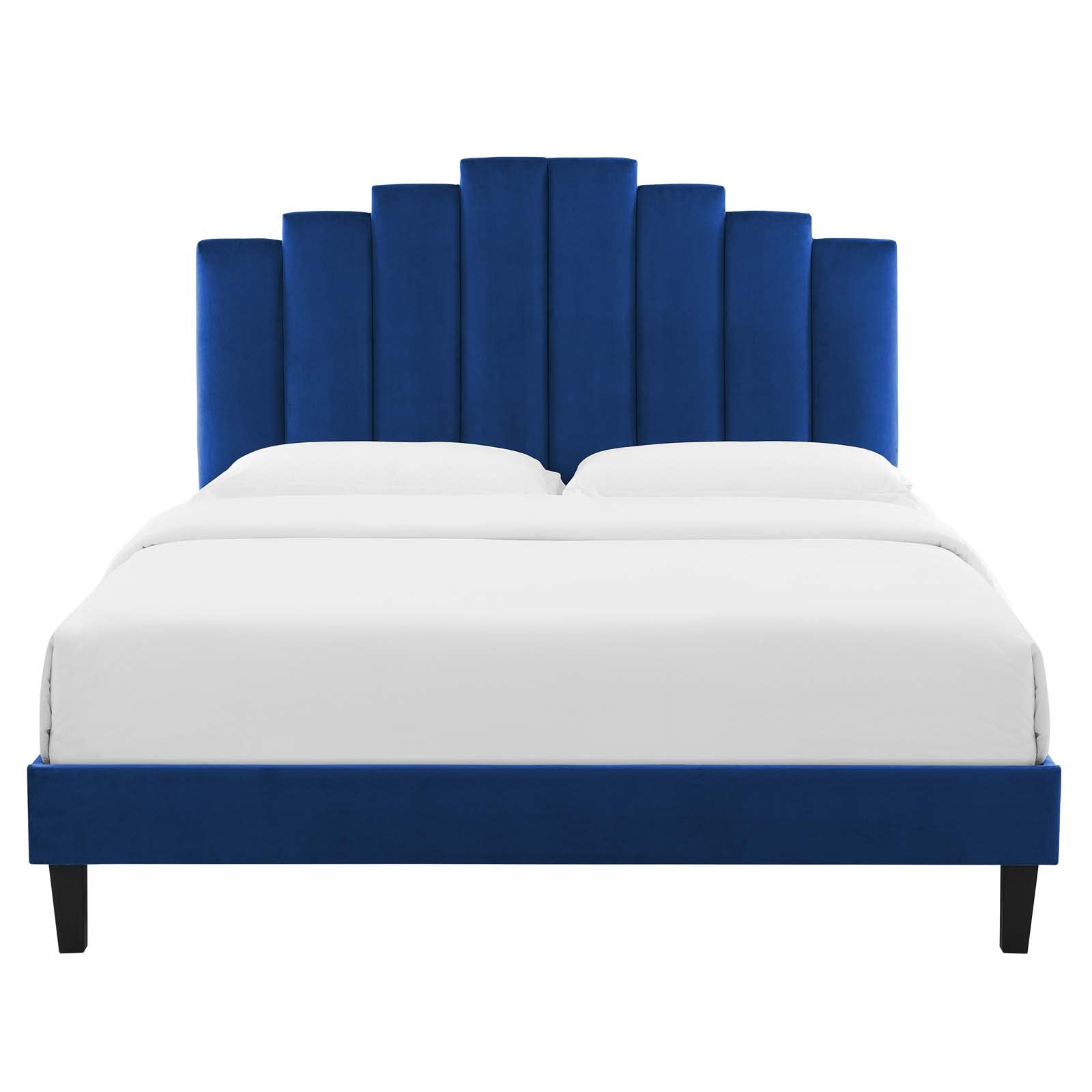 Bed | CasaFoyer Elise Performance Velvet King Platform Bed | Opulent Art Deco Style | Stain-Resistant | Memory Foam Compatible | 800 lbs Weight Capacity | casafoyer.myshopify.com