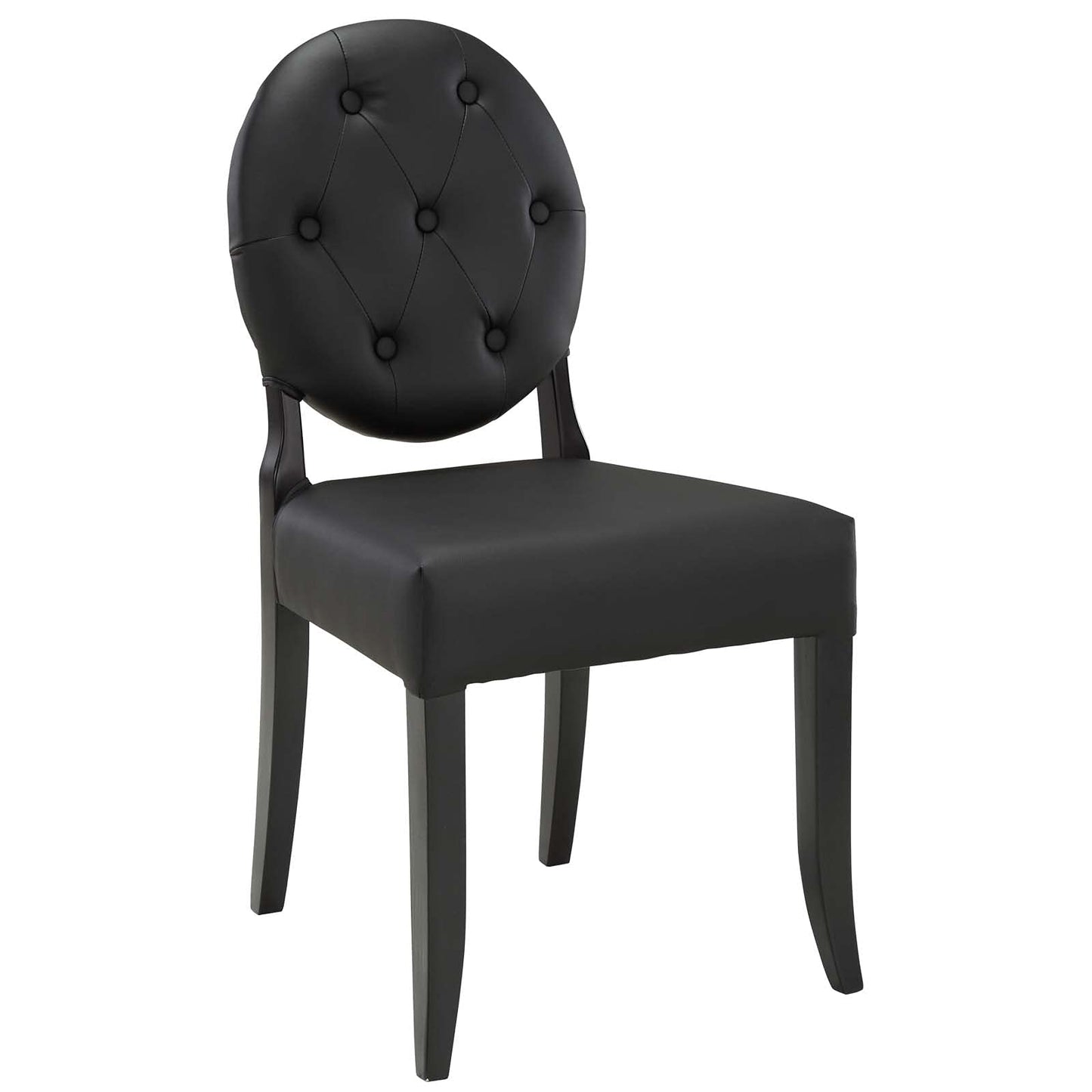 home office desk chairs | CasaFoyer Button Faux Leather Upholstered Tufted Dining Side Chair | Vintage Glamour Style | Solid Wood Frame | Comfortable Padded Seat | Black Wooden Legs | casafoyer.myshopify.com