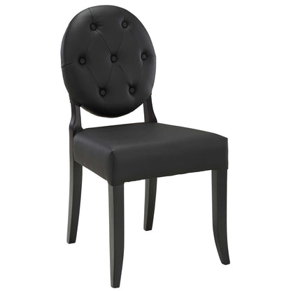home office desk chairs | CasaFoyer Button Faux Leather Upholstered Tufted Dining Side Chair | Vintage Glamour Style | Solid Wood Frame | Comfortable Padded Seat | Black Wooden Legs | casafoyer.myshopify.com