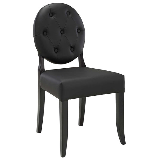 home office desk chairs | CasaFoyer Button Faux Leather Upholstered Tufted Dining Side Chair | Vintage Glamour Style | Solid Wood Frame | Comfortable Padded Seat | Black Wooden Legs | casafoyer.myshopify.com