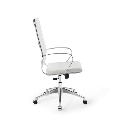 home office desk chairs | CasaFoyer Jive Highback Office Chair | Stylish & Comfortable | Ribbed Vinyl Back | Padded Seat Cushion | 90-Degree Wrist Angling Armrests | Chrome-Plated Aluminum Base | Dual-Wheel Casters | Perfect for Modern Offices | casafoyer.myshopify.com