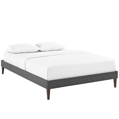 Bed | CasaFoyer Tessie Platform Bed | Solid Wood Frame | Polyester Upholstery | Tapered Legs | Gray | Queen Size | No Box Spring Needed | Compatible with Memory Foam Mattresses | Mattress Not Included | casafoyer.myshopify.com