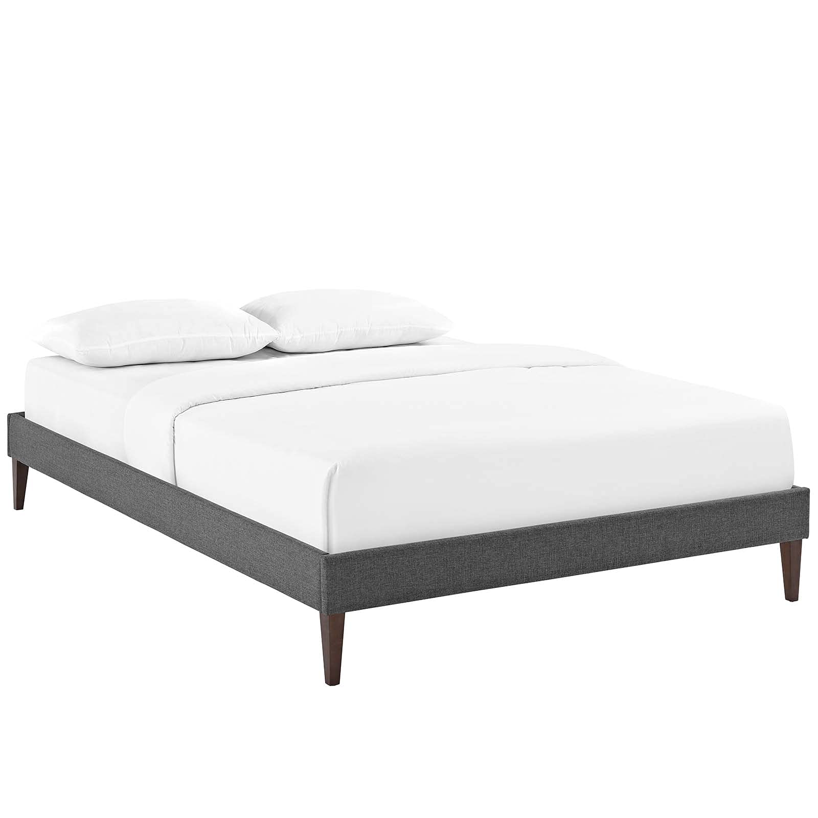 Bed | CasaFoyer  Tessie Platform Bed | Solid Wood Frame | Polyester Upholstery | Tapered Legs | 10 Wood Slats | No Box Spring Needed | Memory Foam Compatible | Gray | casafoyer.myshopify.com