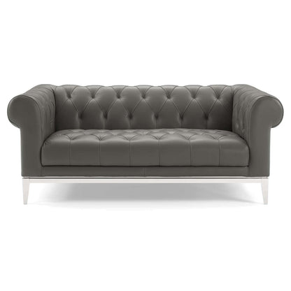 sofas | CasaFoyer Idyll Leather Chesterfield Loveseat | Spacious & Opulent | Supple Leather Upholstery | Tufted Button Accents | Plush Seating | Sturdy Frame | Gray | casafoyer.myshopify.com