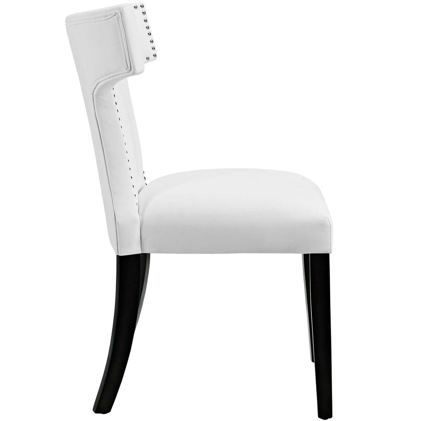 home office desk chairs | CasaFoyer Curve Dining Side Chair | Elegant Vinyl Upholstered Chair with Nailhead Trim | Dense Foam Padding | Non-Marking Foot Caps | White | casafoyer.myshopify.com
