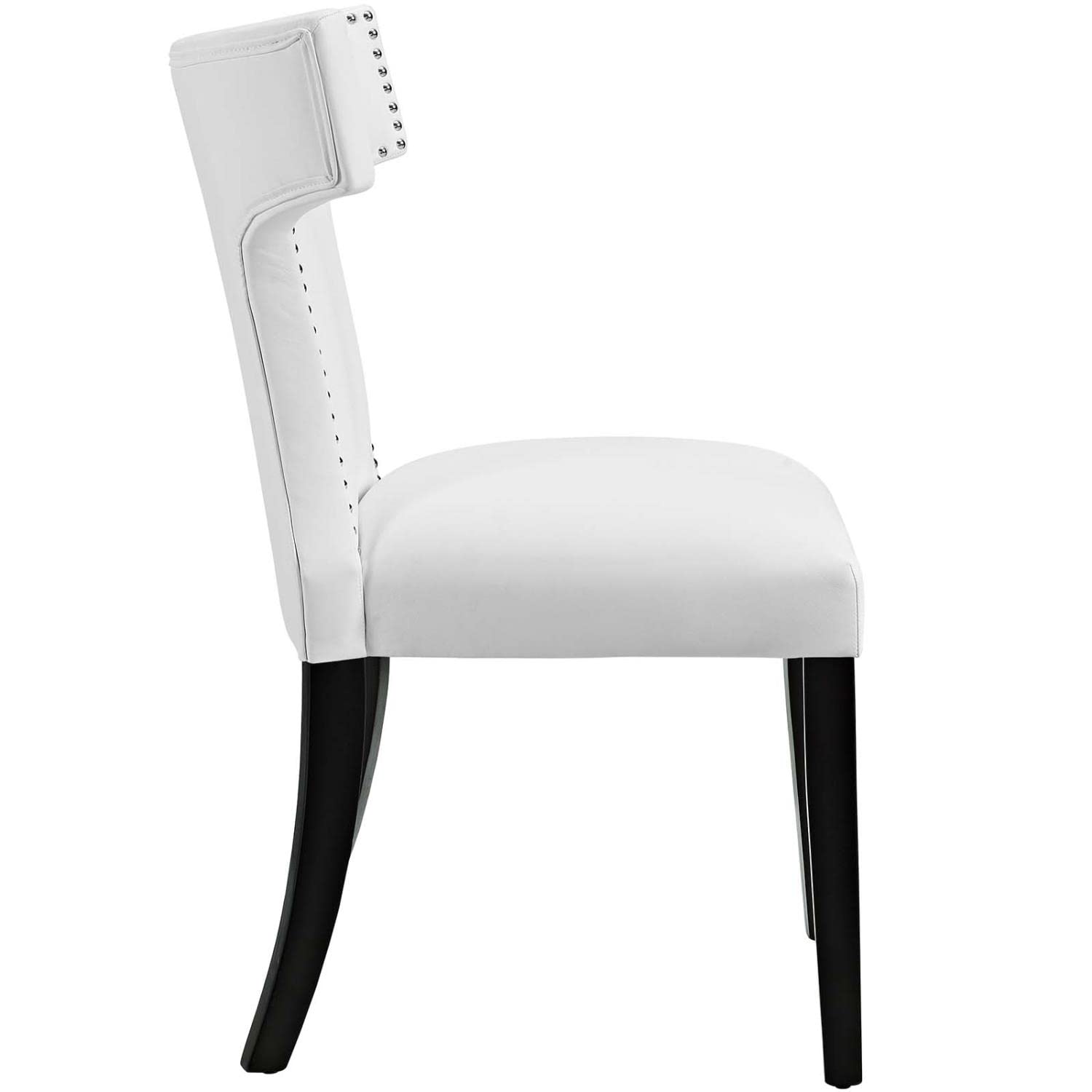 home office desk chairs | CasaFoyer Curve Dining Side Chair | Elegant Vinyl Upholstered Chair with Nailhead Trim | Dense Foam Padding | Non-Marking Foot Caps | White | casafoyer.myshopify.com