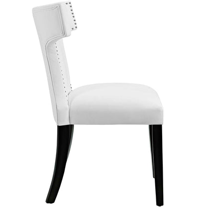 home office desk chairs | CasaFoyer Curve Dining Side Chair | Elegant Vinyl Upholstered Chair with Nailhead Trim | Dense Foam Padding | Non-Marking Foot Caps | White | casafoyer.myshopify.com