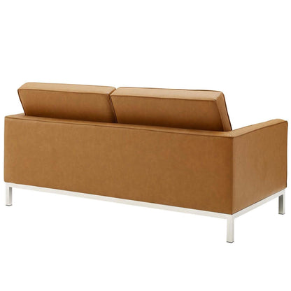 kitchen and dining room sets | CasaFoyer Loft Tufted Faux Leather Loveseat & Armchair Set | Elegant Design | Stainless Steel Frame | Silver Legs | casafoyer.myshopify.com