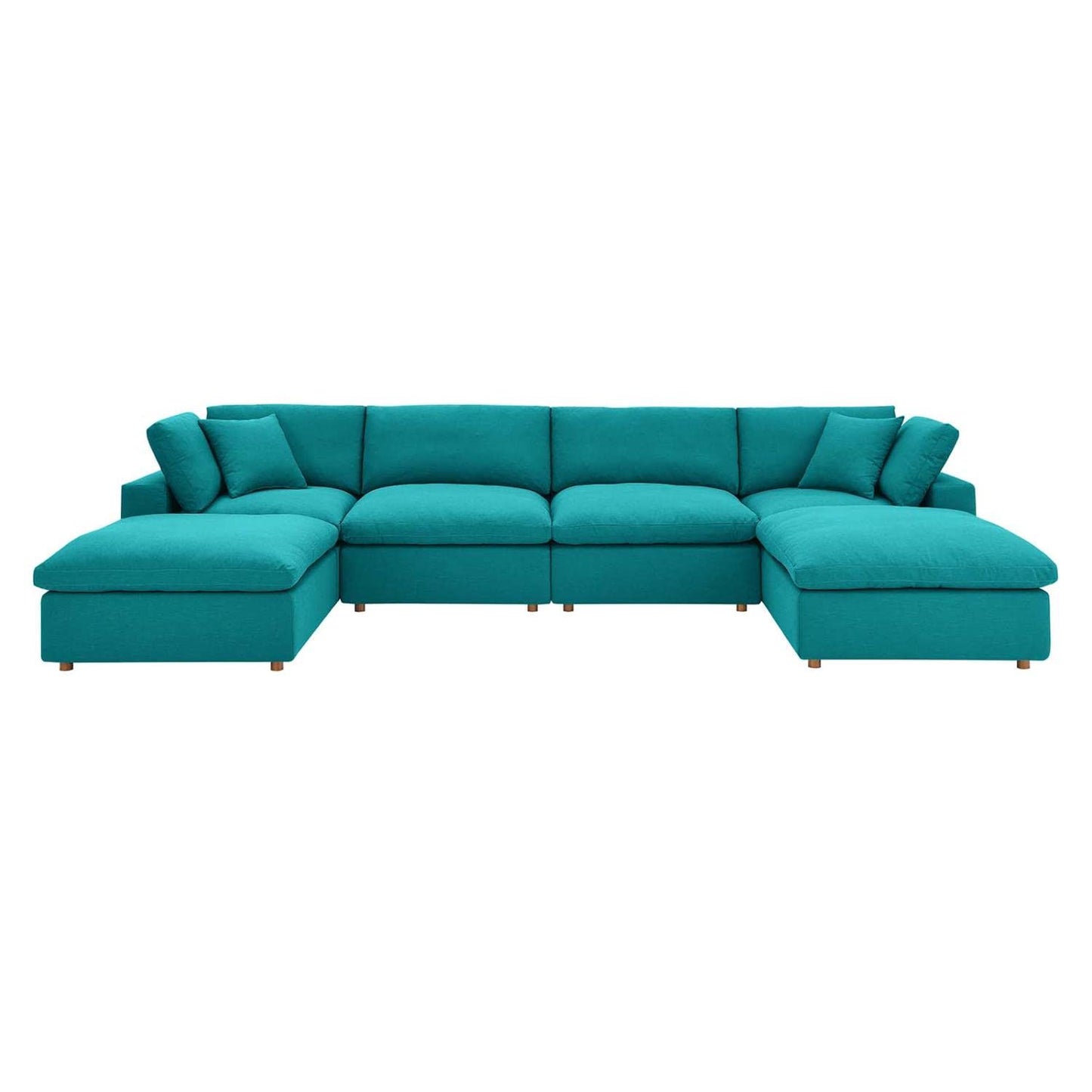 kitchen and dining room sets | CasaFoyer Commix Plush Comfort 6-Piece Sectional Sofa Set | Teal | Solid Wood Frame | Polyester & Linen Upholstery | Down Feather & Cotton Cushions | Ideal for Living Room, Family Room, or Game Room | casafoyer.myshopify.com