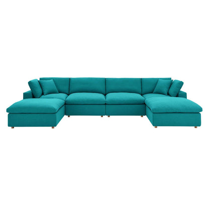 kitchen and dining room sets | CasaFoyer Commix Plush Comfort 6-Piece Sectional Sofa Set | Teal | Solid Wood Frame | Polyester & Linen Upholstery | Down Feather & Cotton Cushions | Ideal for Living Room, Family Room, or Game Room | casafoyer.myshopify.com