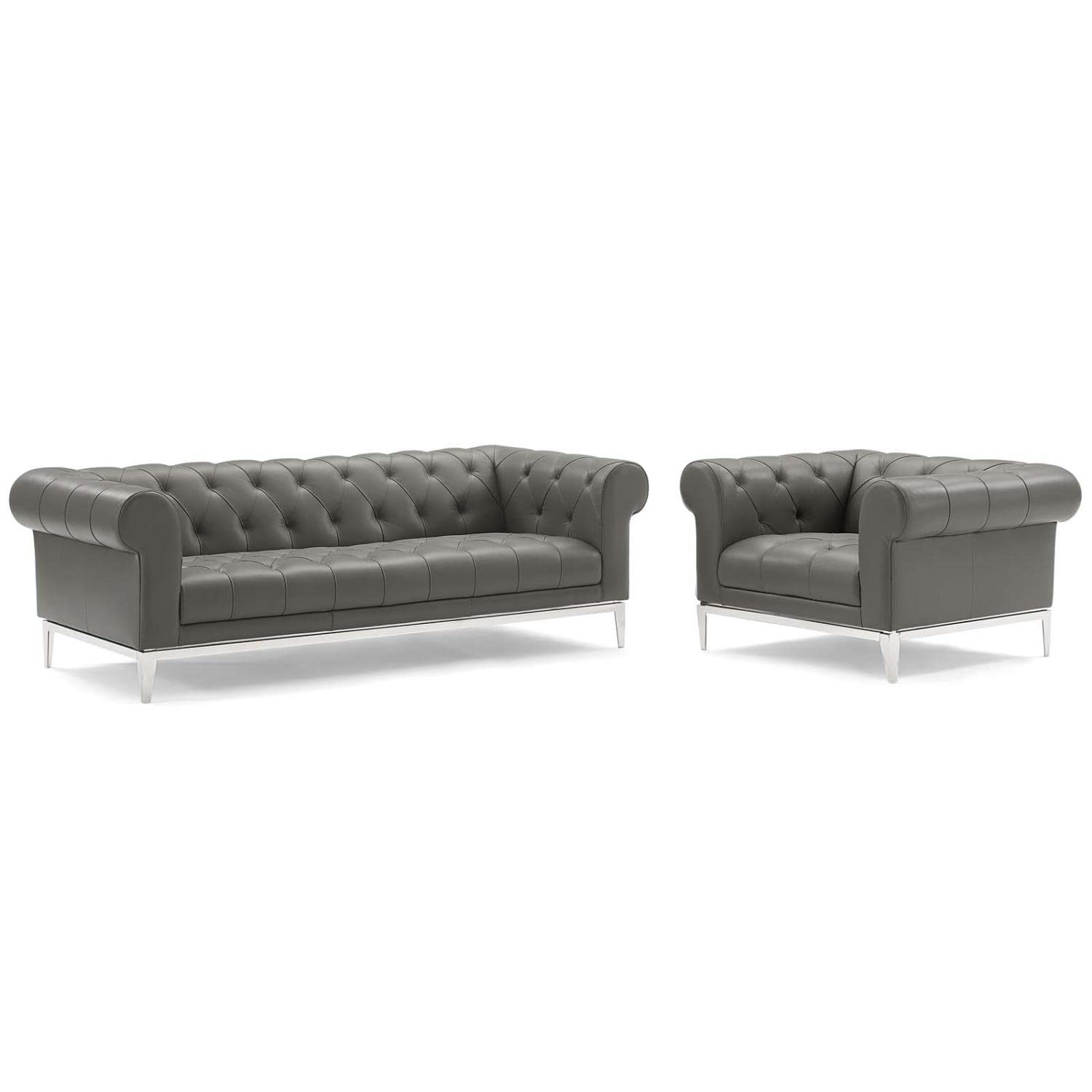 kitchen and dining room sets | CasaFoyer Idyll Leather Chesterfield Sofa & Armchair Set | Ultimate Luxury & Relaxation | Soft Leather Upholstery | Plush Seating | Sturdy Stainless Steel Frame | Vintage Design | casafoyer.myshopify.com