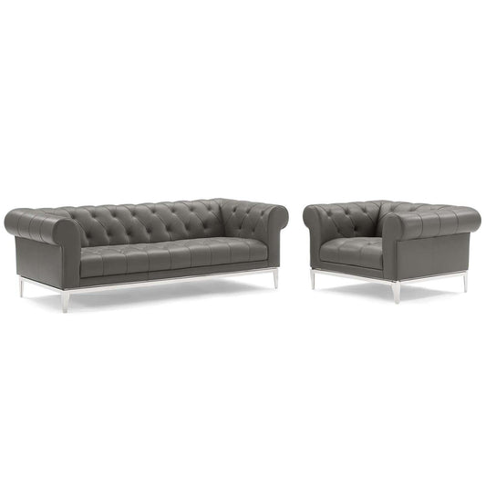kitchen and dining room sets | CasaFoyer Idyll Leather Chesterfield Sofa & Armchair Set | Ultimate Luxury & Relaxation | Soft Leather Upholstery | Plush Seating | Sturdy Stainless Steel Frame | Vintage Design | casafoyer.myshopify.com