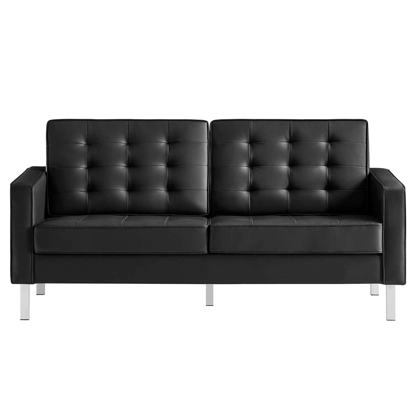 home office desk chairs | CasaFoyer Loft Tufted Faux Leather Loveseat | Modern Design | Stainless Steel Frame | Button Tufting | 600 lb Weight Capacity | casafoyer.myshopify.com