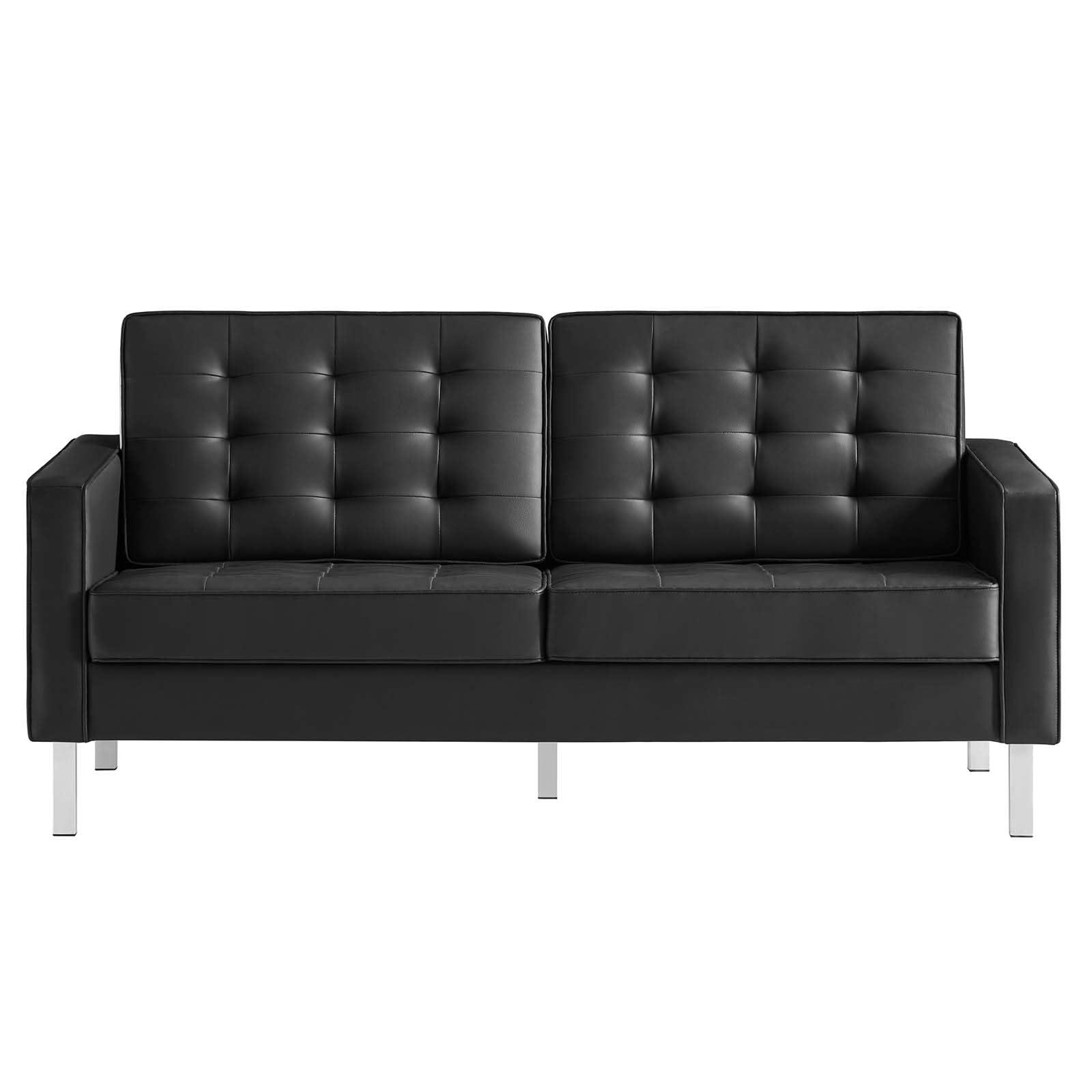 home office desk chairs | CasaFoyer Loft Tufted Faux Leather Loveseat | Modern Design | Stainless Steel Frame | Button Tufting | 600 lb Weight Capacity | casafoyer.myshopify.com