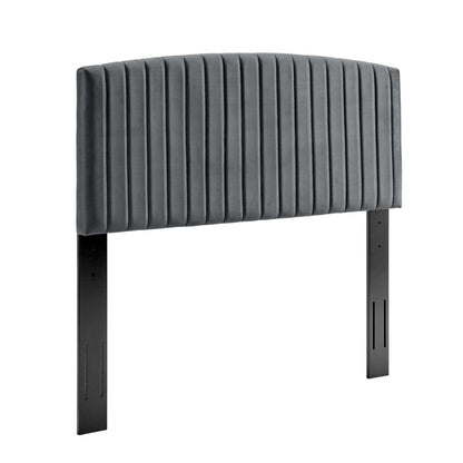 headboards | CasaFoyer Rebecca Twin Channel Tufted Performance Velvet Upholstered Headboard | Elegant, Durable, Stylish | Perfect for Guest, Teen, Kid Bedrooms | Charcoal | casafoyer.myshopify.com