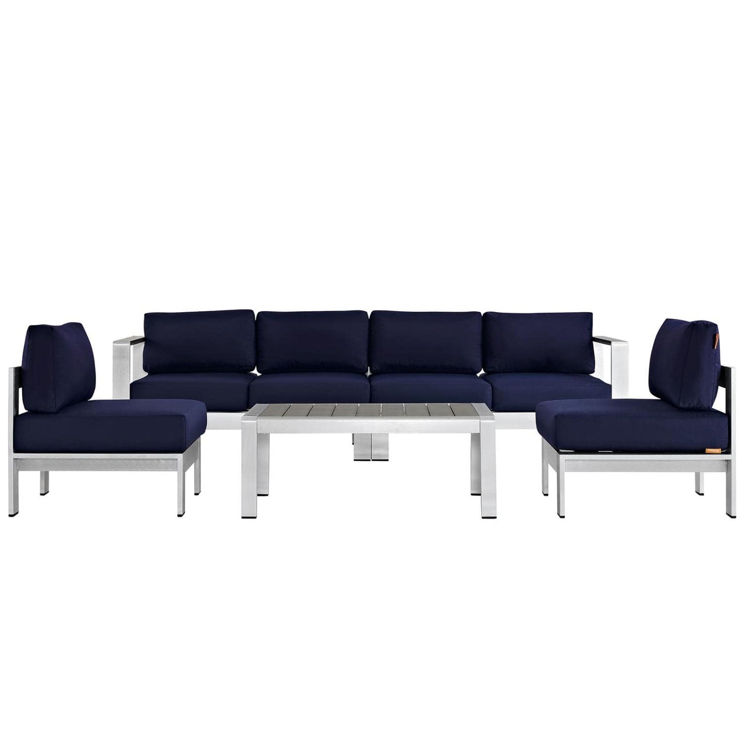 kitchen and dining room sets | CasaFoyer Shore Outdoor Patio Collection | Comfortable & Durable Aluminum Sectional Sofa Set | Silver Navy | casafoyer.myshopify.com