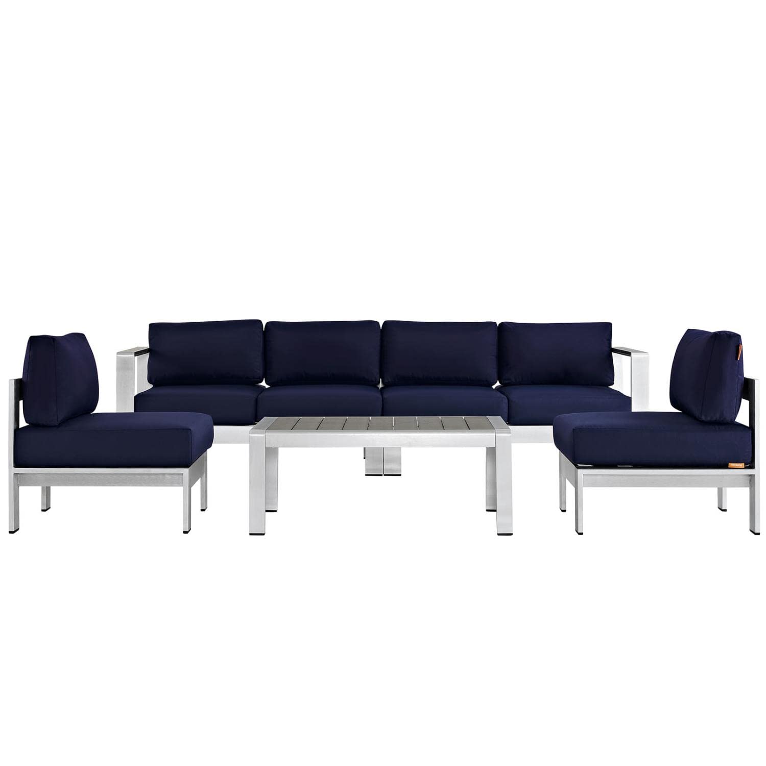 kitchen and dining room sets | CasaFoyer Shore Outdoor Patio Collection | Comfortable & Durable Aluminum Sectional Sofa Set | Silver Navy | casafoyer.myshopify.com
