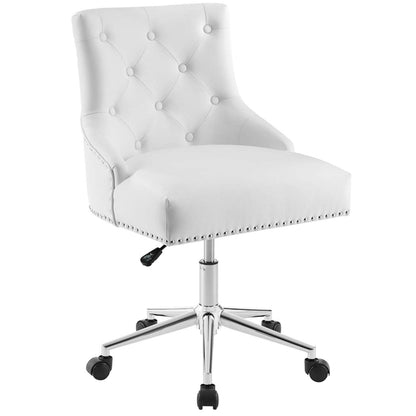 home office desk chairs | CasaFoyer Regent Button Tufted Faux Leather Swivel Office Chair | Timeless Charm & Sophisticated Allure | Metal Nailhead Trim | Padded Back & Seat | Polished Chrome Base | 360-Degree Swivel | Pneumatic Height Adjustment | 287 lbs Weight Capacity | White | casafoyer.myshopify.com