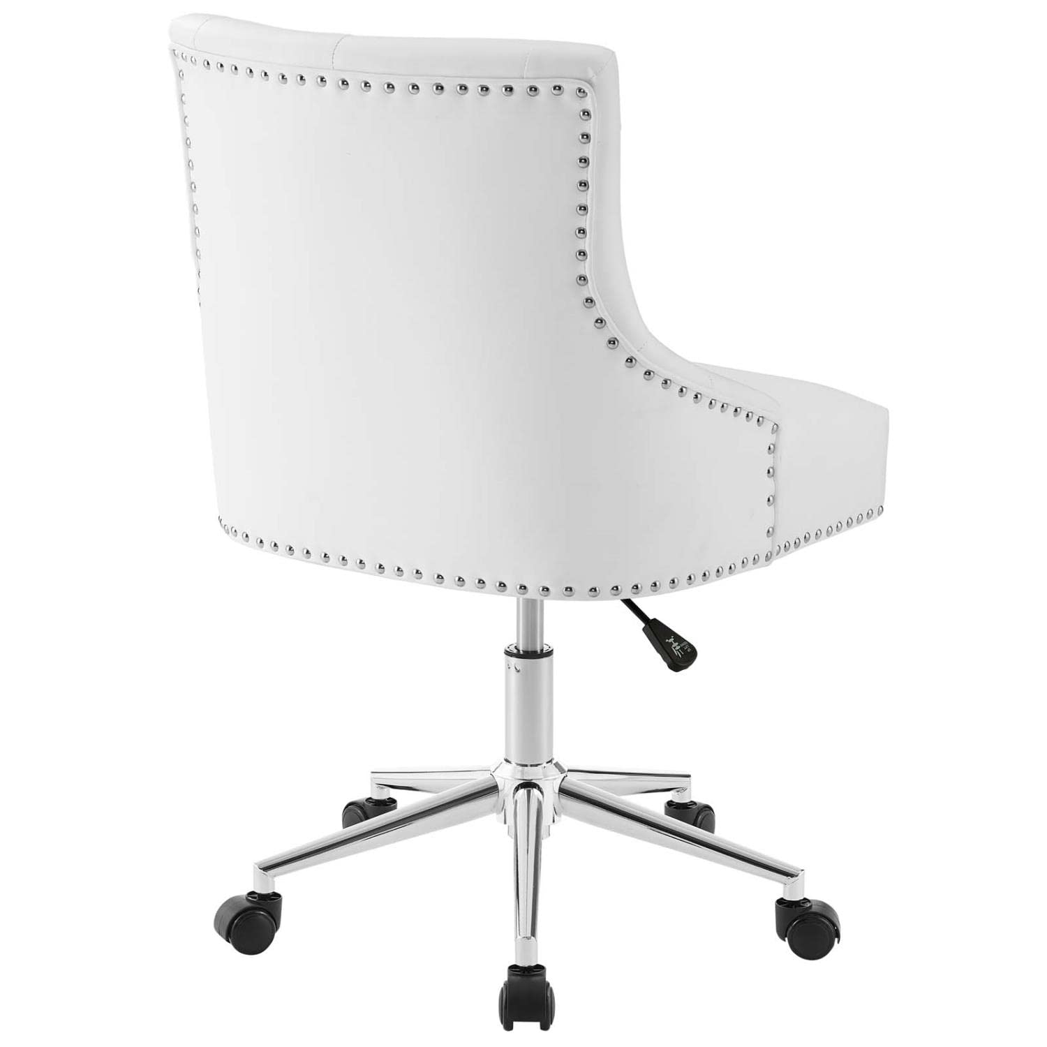 home office desk chairs | CasaFoyer Regent Button Tufted Faux Leather Swivel Office Chair | Timeless Charm & Sophisticated Allure | Metal Nailhead Trim | Padded Back & Seat | Polished Chrome Base | 360-Degree Swivel | Pneumatic Height Adjustment | 287 lbs Weight Capacity | White | casafoyer.myshopify.com