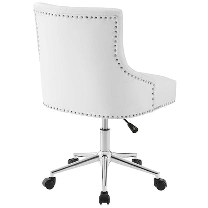 home office desk chairs | CasaFoyer Regent Button Tufted Faux Leather Swivel Office Chair | Timeless Charm & Sophisticated Allure | Metal Nailhead Trim | Padded Back & Seat | Polished Chrome Base | 360-Degree Swivel | Pneumatic Height Adjustment | 287 lbs Weight Capacity | White | casafoyer.myshopify.com