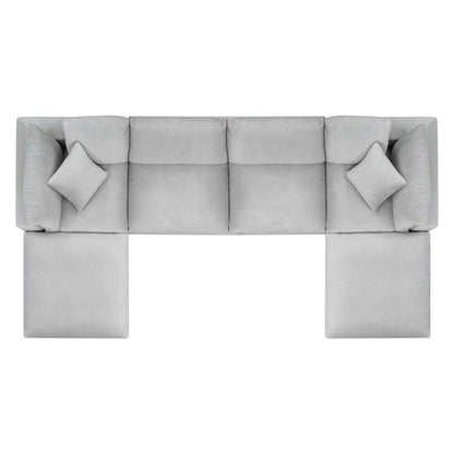 kitchen and dining room sets | CasaFoyer Commix | Luxurious Sectional Sofa | Stain-Resistant Velvet | Plush Comfort | Solid Wood Construction | 6-Piece Set | Light Gray | casafoyer.myshopify.com