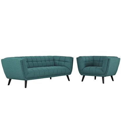 kitchen and dining room sets | CasaFoyer Bestow Collection | Exquisite Upholstered Sofa & Armchair Set - Teal | Premium Polyester Fabric | Dense Foam Padding | Elegant Button Tufting | Sturdy Black Finish Wood Legs | Versatile & Cozy | Includes Sofa & Armchair | casafoyer.myshopify.com