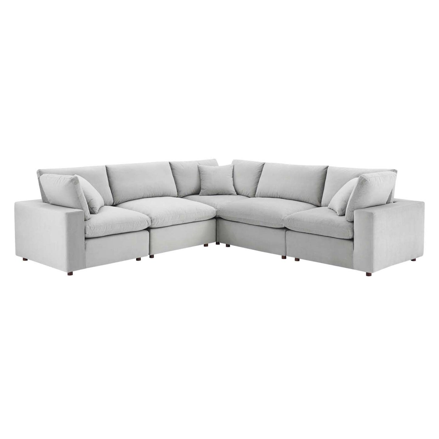 kitchen and dining room sets | CasaFoyer Commix Sectional Sofa Set | Solid Wood Frame | Stain-Resistant Velvet | Foam Padded Cushions | Ultimate Comfort | 5-Piece | Light Gray | casafoyer.myshopify.com