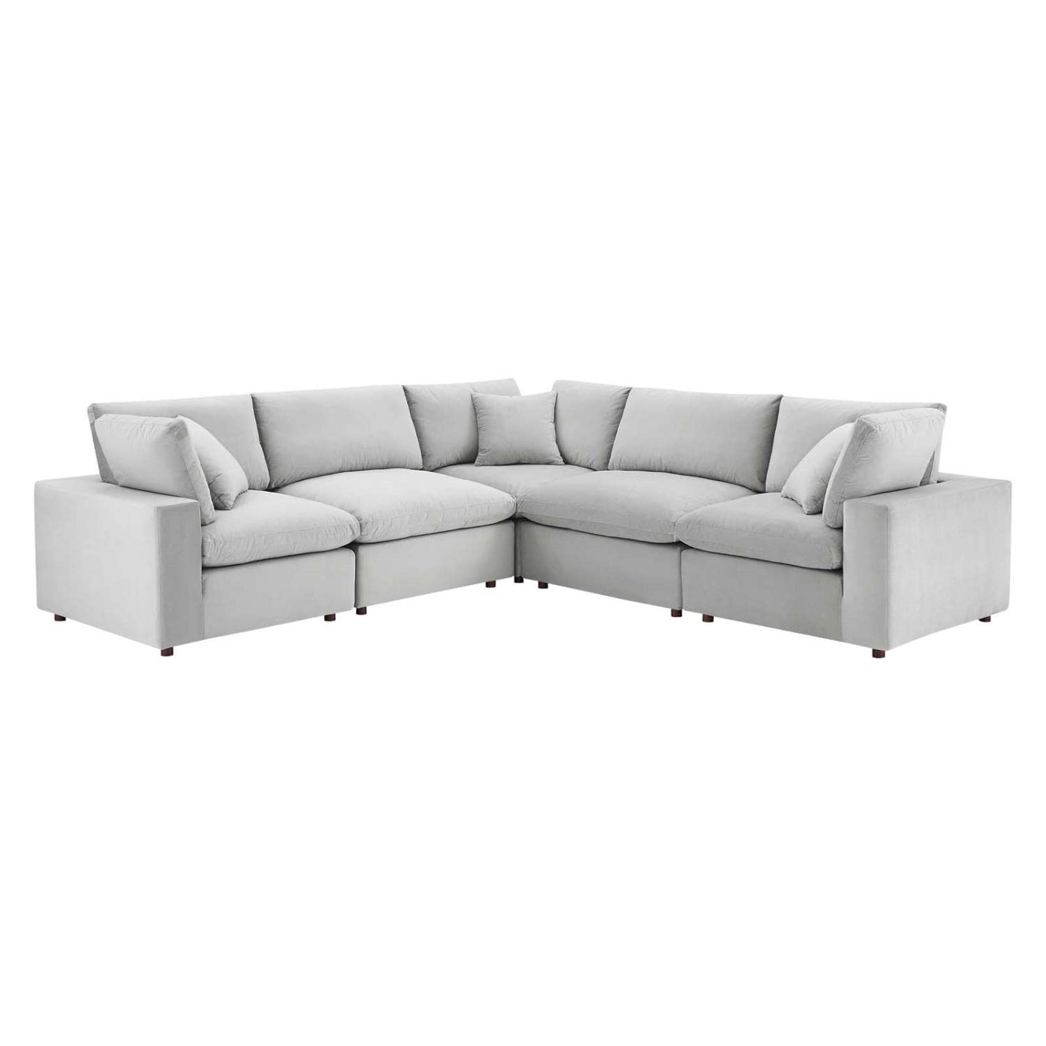 kitchen and dining room sets | CasaFoyer Commix Sectional Sofa Set | Solid Wood Frame | Stain-Resistant Velvet | Foam Padded Cushions | Ultimate Comfort | 5-Piece | Light Gray | casafoyer.myshopify.com