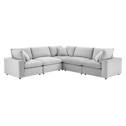 kitchen and dining room sets | CasaFoyer Commix Sectional Sofa Set | Solid Wood Frame | Stain-Resistant Velvet | Foam Padded Cushions | Ultimate Comfort | 5-Piece | Light Gray | casafoyer.myshopify.com