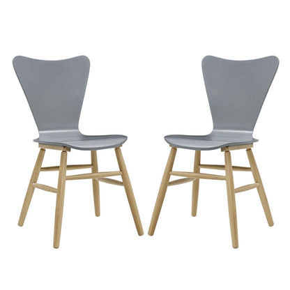 home office desk chairs | CasaFoyer Cascade Dining Chair Set of 2 | Mid-Century Modern Design | Contoured Waterfall Seat | Flared Back | Painted Bentwood | Beechwood Legs | 331lb Capacity | Gray | casafoyer.myshopify.com
