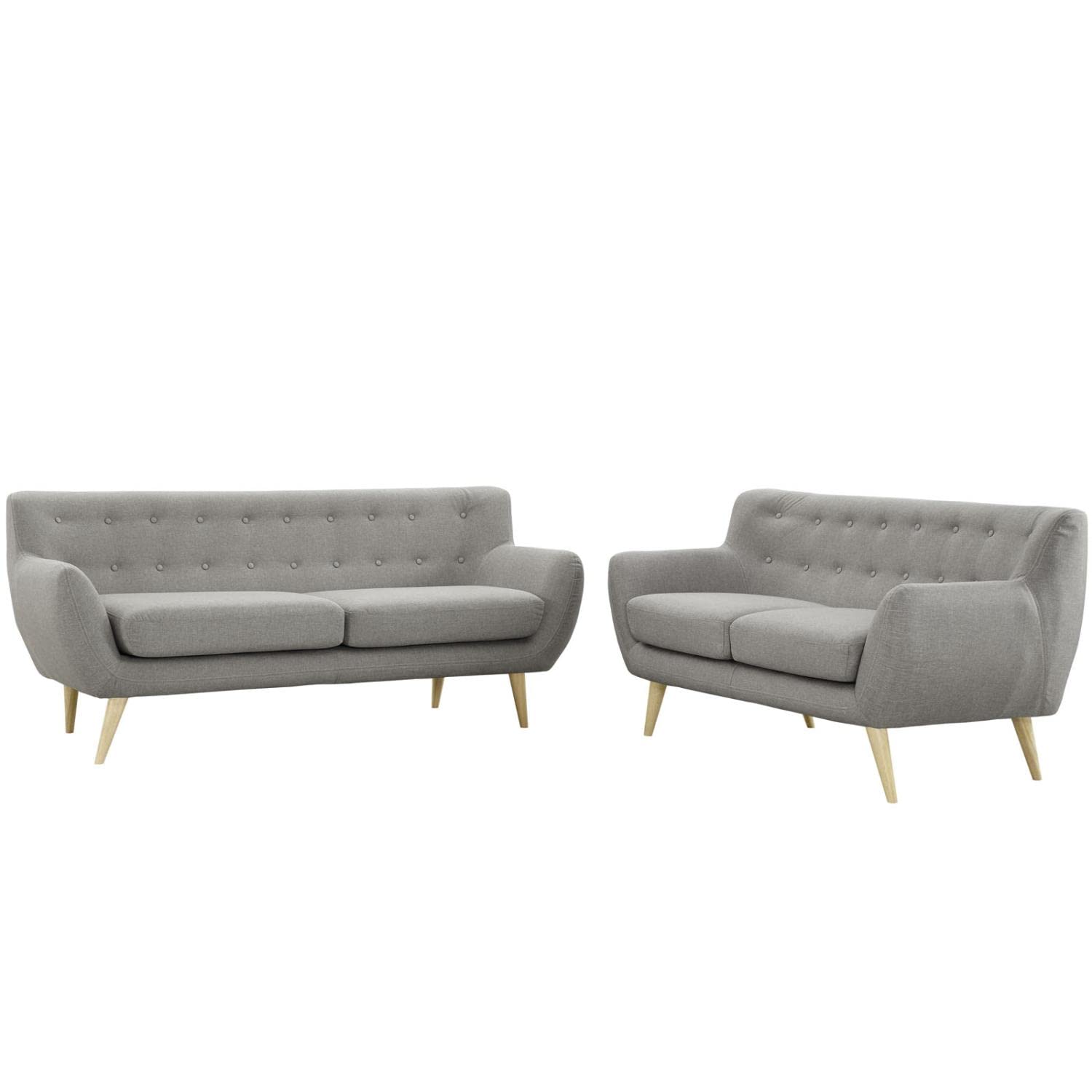 Sofa & chair Sets | Stunning & Cozy Living Room Set | Plush Dual Cushion Design | Organic Shape | Natural Wood Dowel Legs | Polyester Upholstery | Stitched Back Seat Buttons | Modern & Stylish | Includes Loveseat & Sofa | casafoyer.myshopify.com